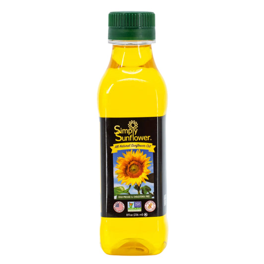 Two 8 oz bottles of Simply Sunflower sunflower oil, non-GMO, gluten-free, nut-free, vegan food multipack from BuyNebraska.com