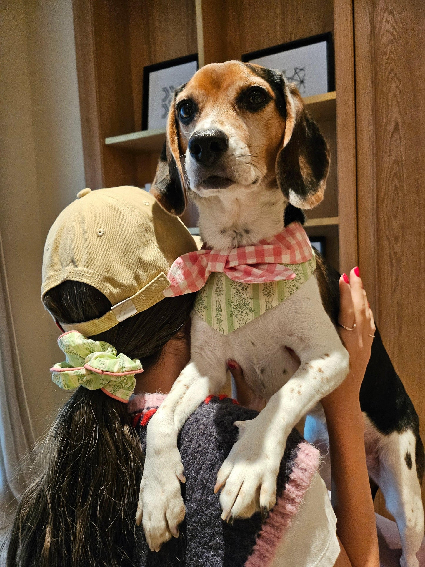 Picnic Bliss Floral Gingham Print Handmade Scrunchie - BarkBarkBaby ~ Blessings Grow Meadows