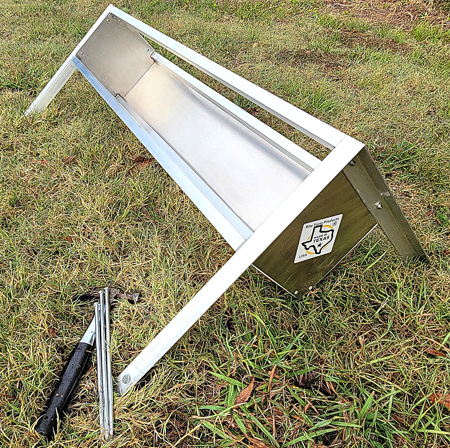 48 Inch 4 Ft Welded Aluminum Sheep & Goat V Trough Feeder with Anchors USA Made