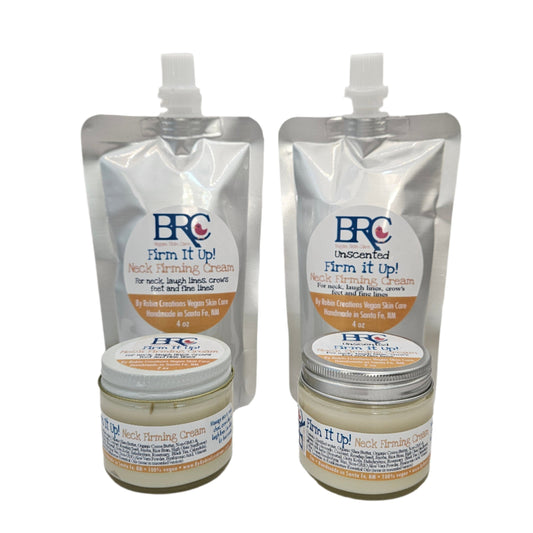 By Robin Creations Radiance Firm It Up! intense firming cream in a jar, designed for neck, chest, laugh lines, and crow's feet.