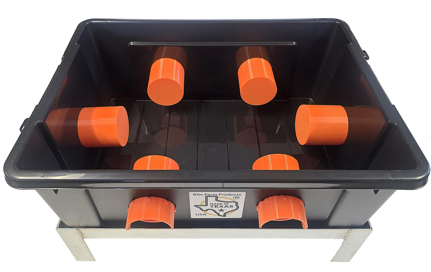 USA-made 50lb capacity 6 port automatic chicken feeder with welded aluminum poultry stand for chickens, ducks, geese, and pheasants