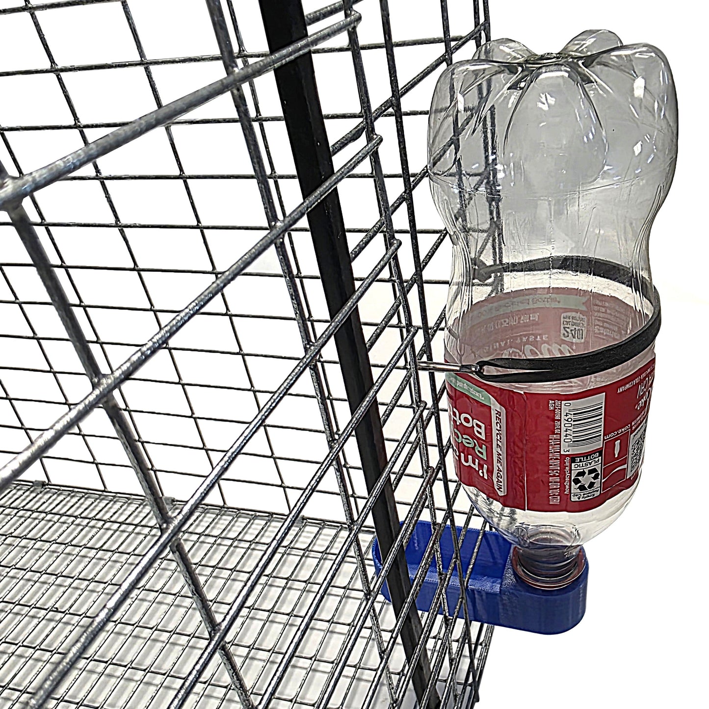 Bird water bottle with drinking cups and mounting bands for quail, pigeons, and doves, made in Texas by coopsnmore.com