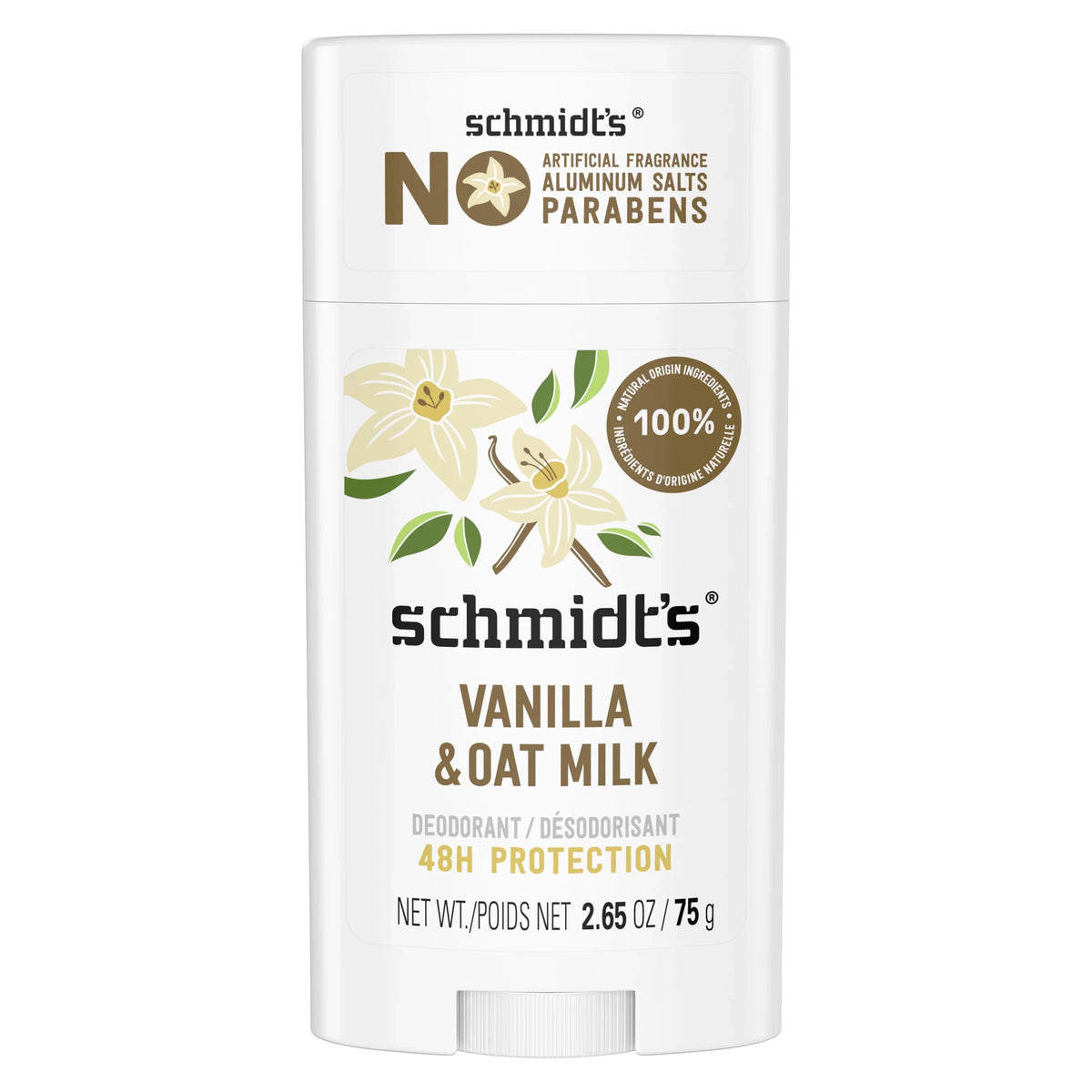 Cozy Farm Schmidt's Vanilla Oatmilk Deodorant in 2.65 oz stick, natural odor protection with vanilla and oatmilk scent