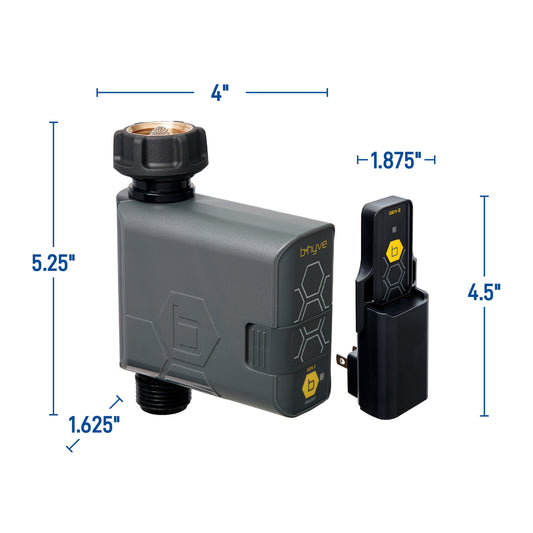 Orbit Irrigation Gen 2 B-hyve smart hose watering timer attached to a garden hose for automated watering control.