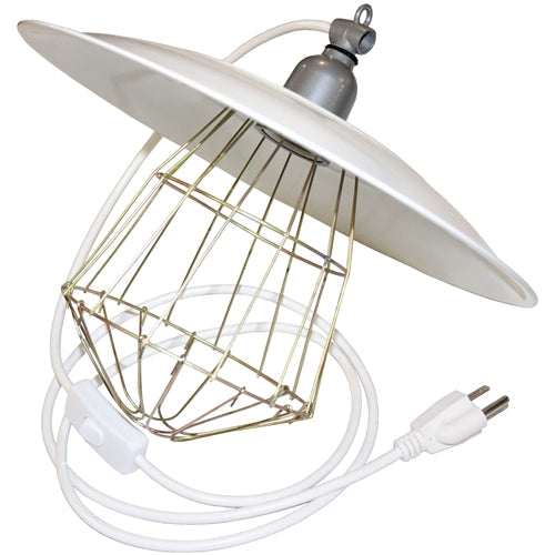 Industrial chick brooder lamp fixture for chickens, ducks, geese, and pheasants, suitable for poultry heating and care.