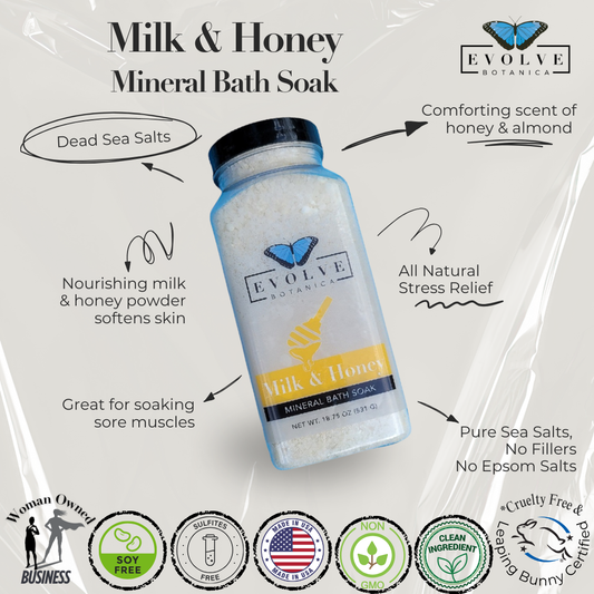 Mineral Soak - Milk & Honey (Bath Salt) - Evolve Botanica ~ Blessings Grow Meadows