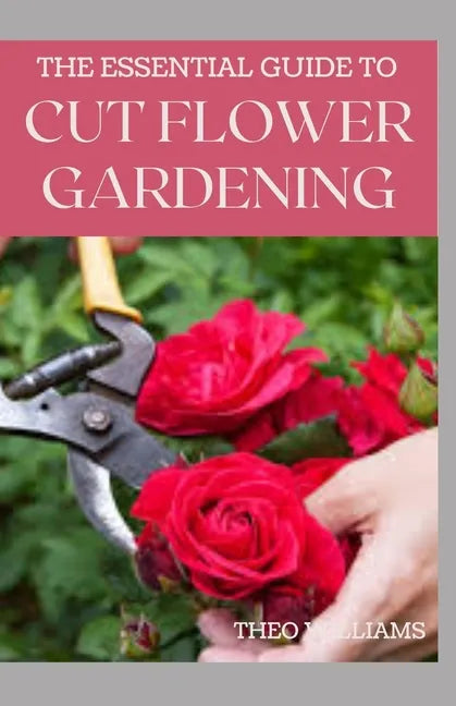 Paperback book titled "The Essential Guide to Cut Flower Gardening" by splitShops, featuring colorful flower illustrations on the cover.