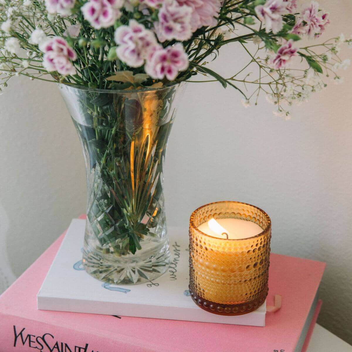 Bluecorn Candles Paloma Scented Candle in glassware, handmade and non-toxic, with warm fall aroma, from Aromática collection.