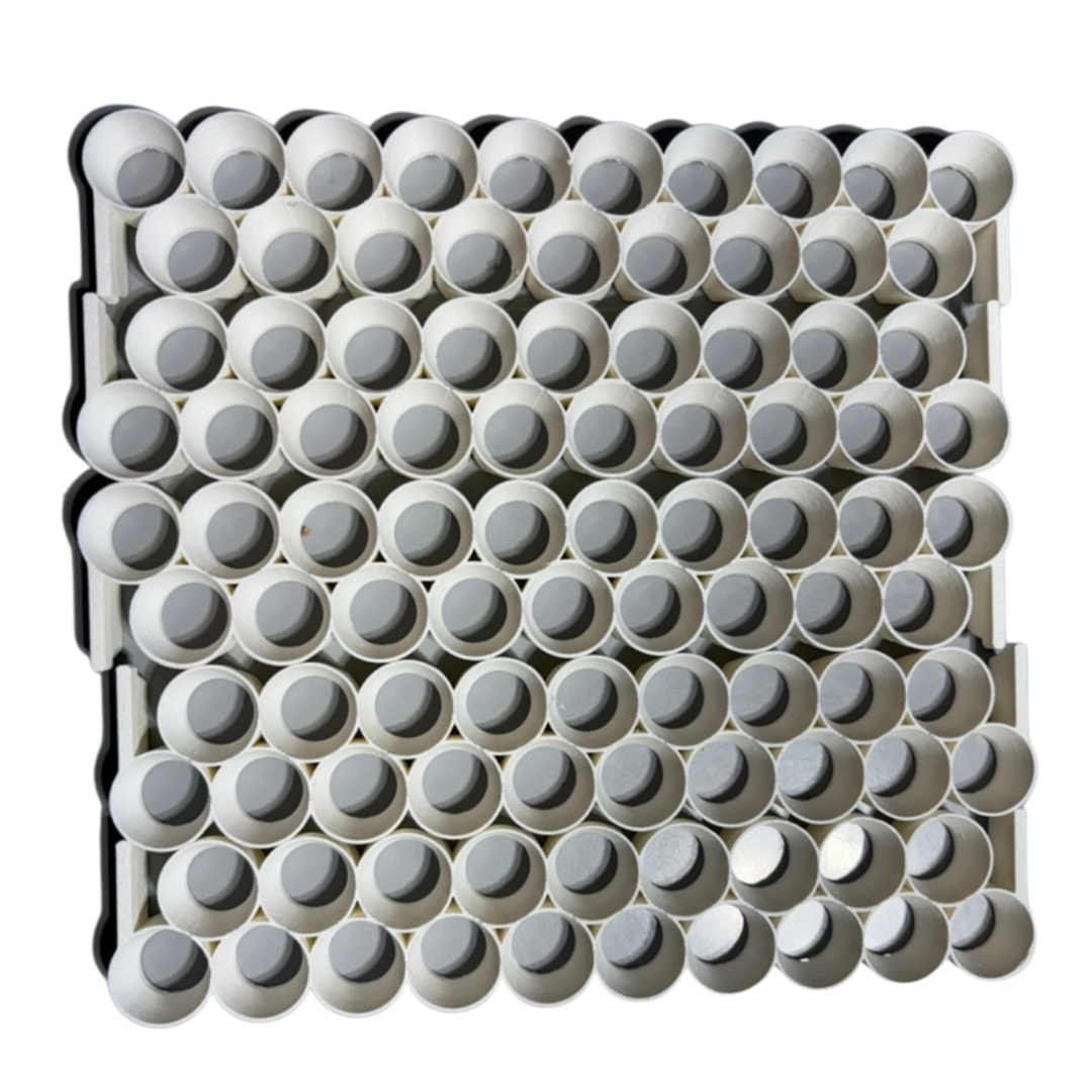 Button quail egg holder rack for Cimuka®/Hatching Time® CT-Series incubators by Quailz.com, designed for easy egg placement and hatch stability.
