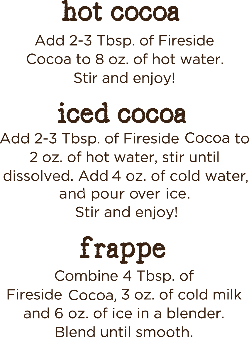 Fireside Coffee Co. salted caramel cocoa powder in a bowl with cocoa and caramel swirls, ready for hot chocolate preparation.
