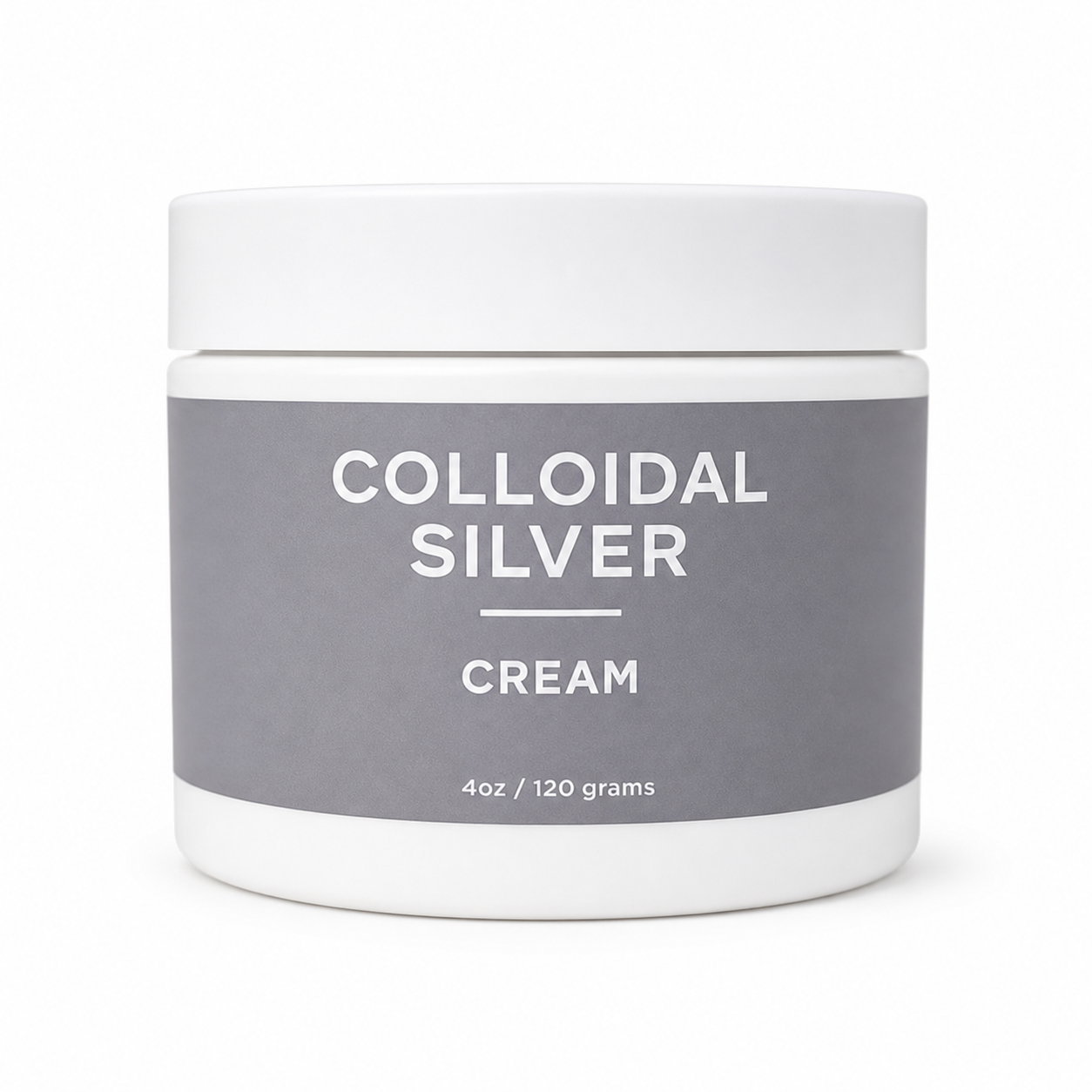 Organic colloidal silver cream by Taylor Made Organics in a 4oz jar, showcasing the therapeutic cream's smooth texture and label.