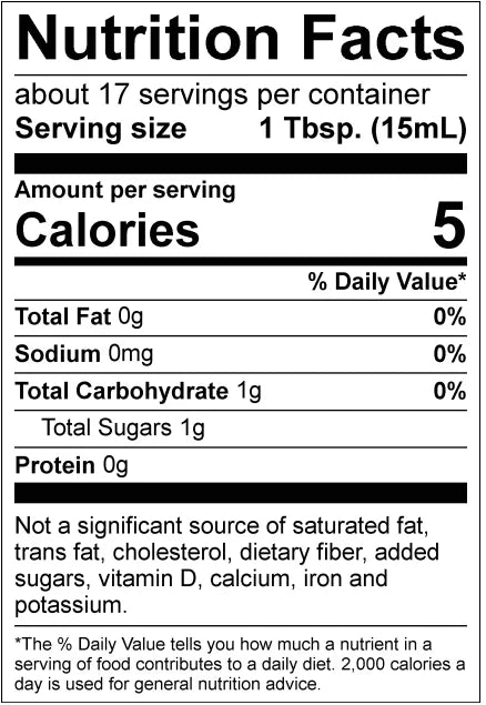 Cranberry and apple cider vinegar label showing nutrition facts from American Vinegar Works, 19.53 miles from The Tree Apple Cider Vinegar.