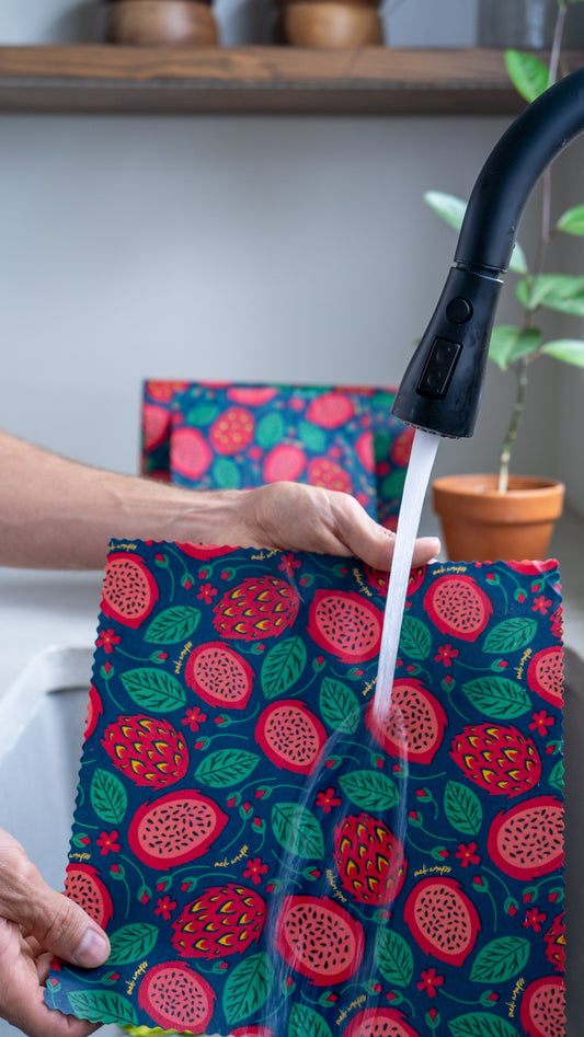 Beeswax Food Wrap - Dragonfruit Print - Blessings Grow Meadows