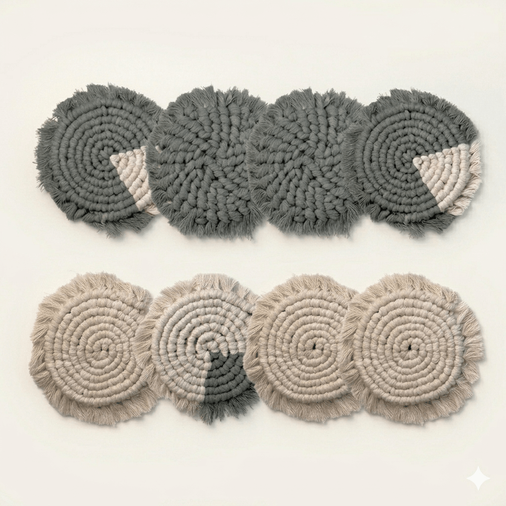 Handmade Macrame Coasters | Set of 4 Boho Drink Mats