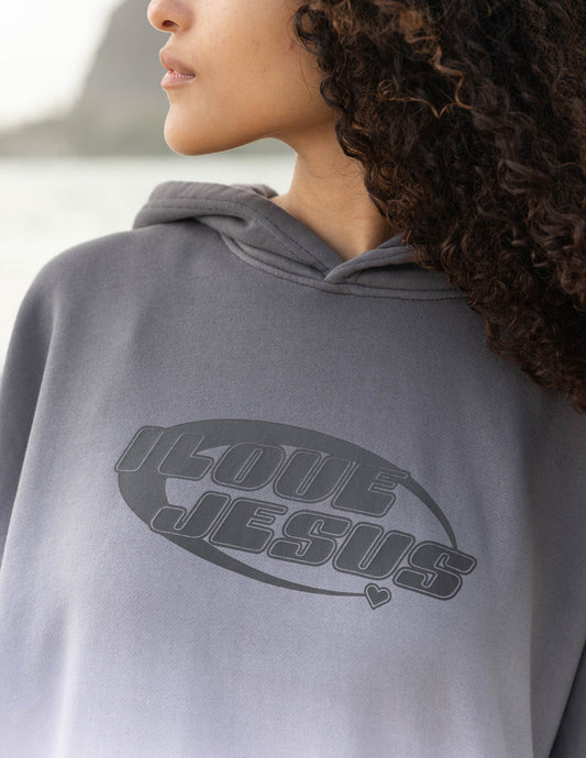 Unisex hoodie by Elevated Faith featuring "I Love Jesus" graphic, soft fabric and casual fit for comfortable faith-inspired style.
