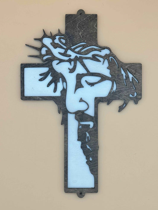 Sacred Cross Wall Art - Modern Christian Decor | Handmade Wood Art - C2 Creations LLC ~ Blessings Grow Meadows