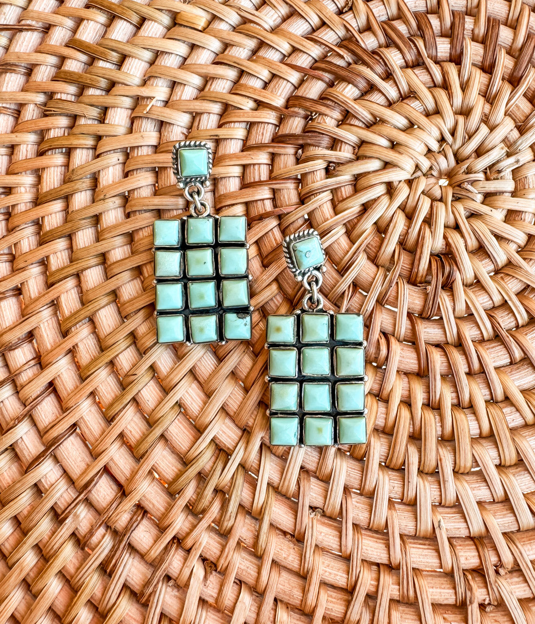 Kingman Turquoise Grid Earrings - Blessings Grow Meadows -
