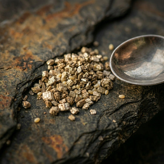 Green Lacewing eggs in vermiculite for pest prevention from FGMN Nursery, showing tiny eggs on a small tray.