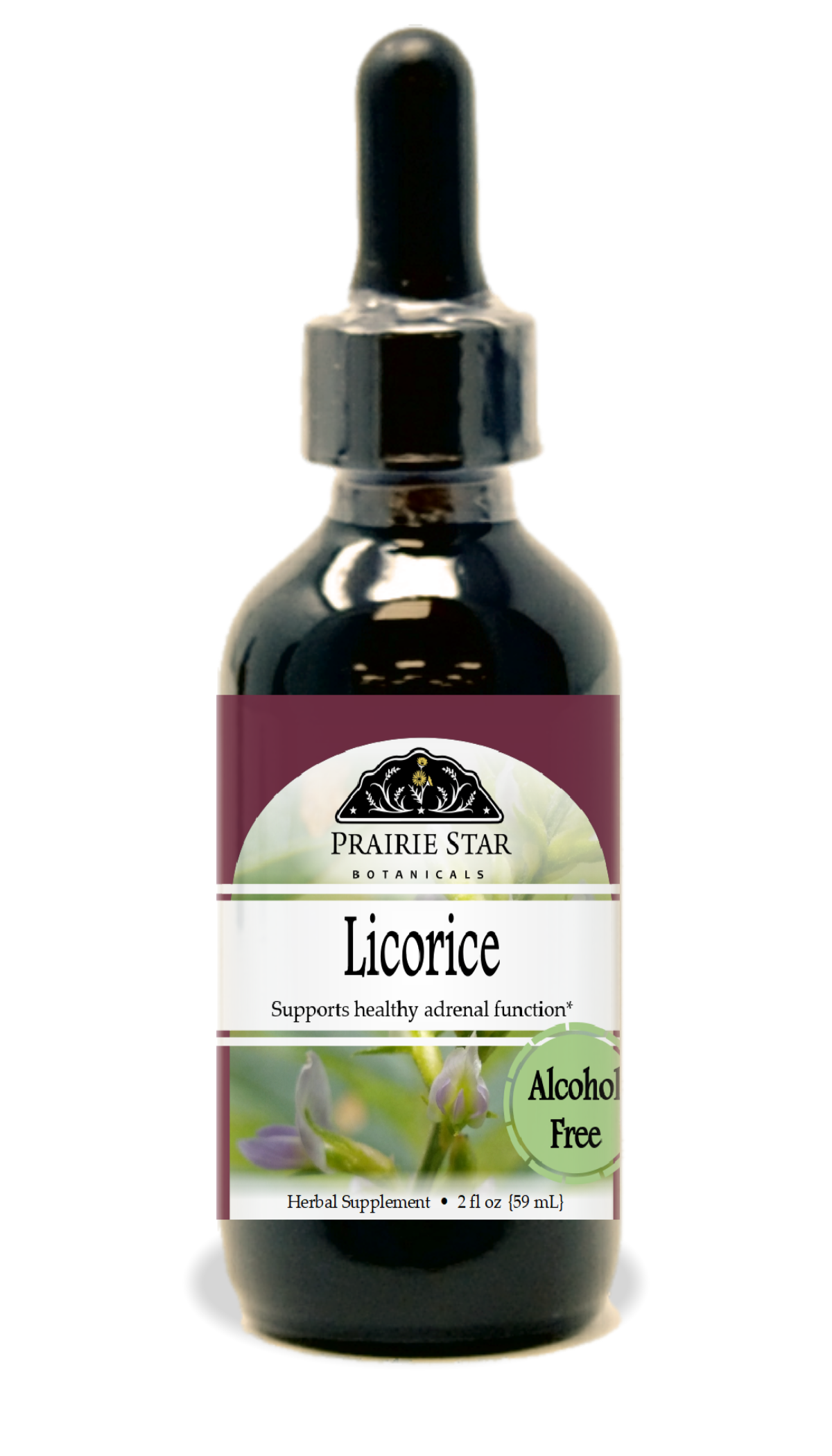 Prairie Star Botanicals licorice singles, natural black licorice candies in a clear bag, showing glossy, textured licorice pieces.