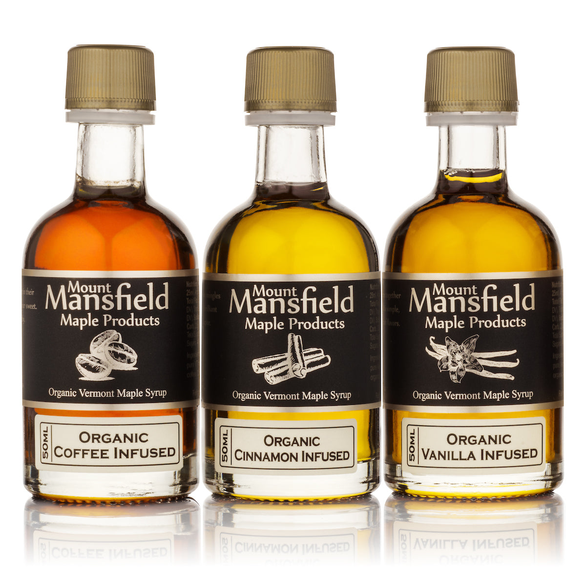 3 pack Infused Vermont Maple Syrup Sampler Set - Mount Mansfield Maple Products ~ Blessings Grow Meadows