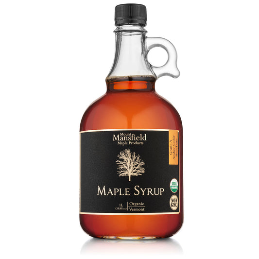 Organic Pure Vermont Maple Syrup- Glass Jug - Mount Mansfield Maple Products ~ Blessings Grow Meadows