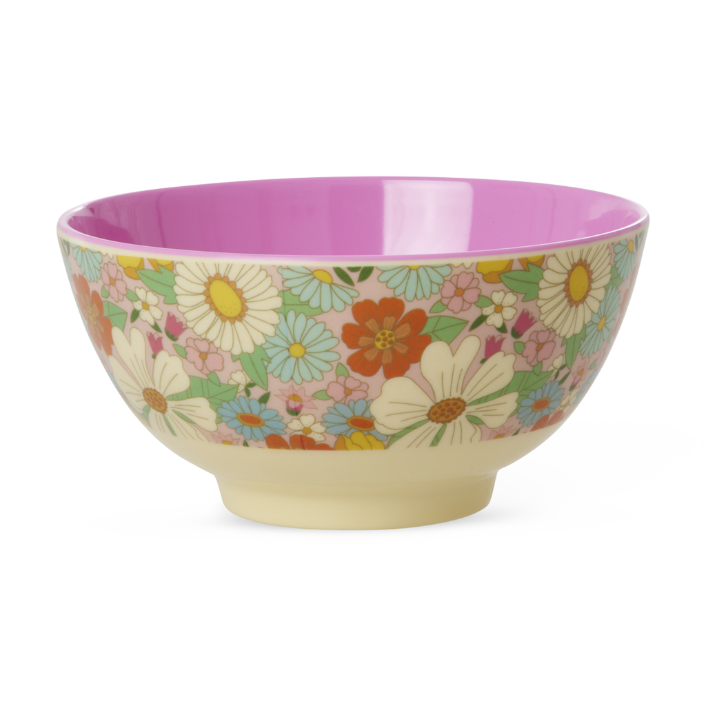 Medium Melamine Bowl - Flower Power Print - 23.7oz - Blessings Grow Meadows -