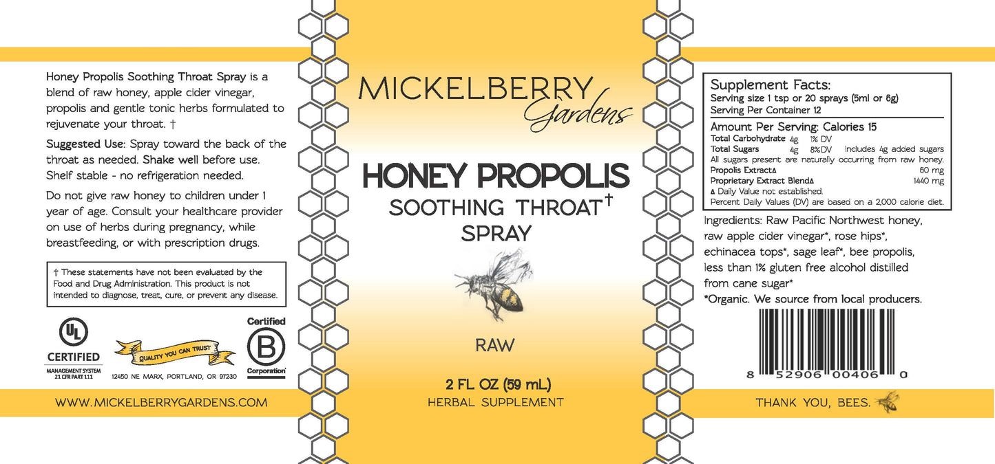 Honey Propolis Throat Spray - Mickelberry Gardens ~ Blessings Grow Meadows