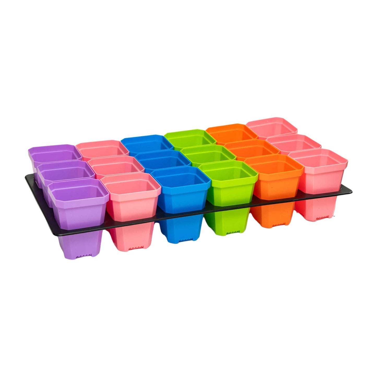 Bootstrap Farmer 3.3-inch heavy duty seed starting cell trays with inserts, showing multiple trays filled with soil and seedlings.