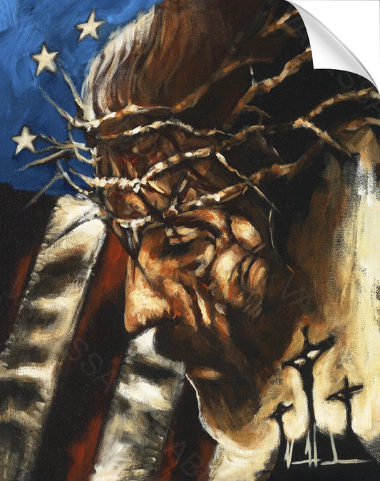 One Nation Under God sticker by Vanessa Horabuena featuring patriotic design with bold text and vibrant colors.