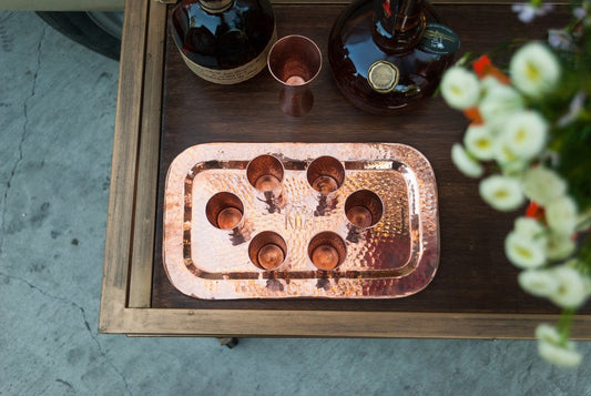 Sertodo copper Charolita tray with a polished, reflective surface, used for serving or decorative display.
