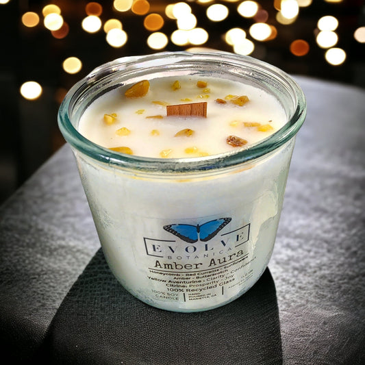 Rocks Candle - Warm Wishes (Wood Wick Citrine & Aventurine Gemstone Soy Candle)