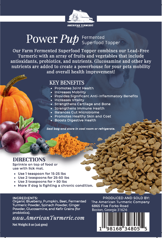 Power Pup Fermented Superfood Turmeric Powder for Pets - Blessings Grow Meadows