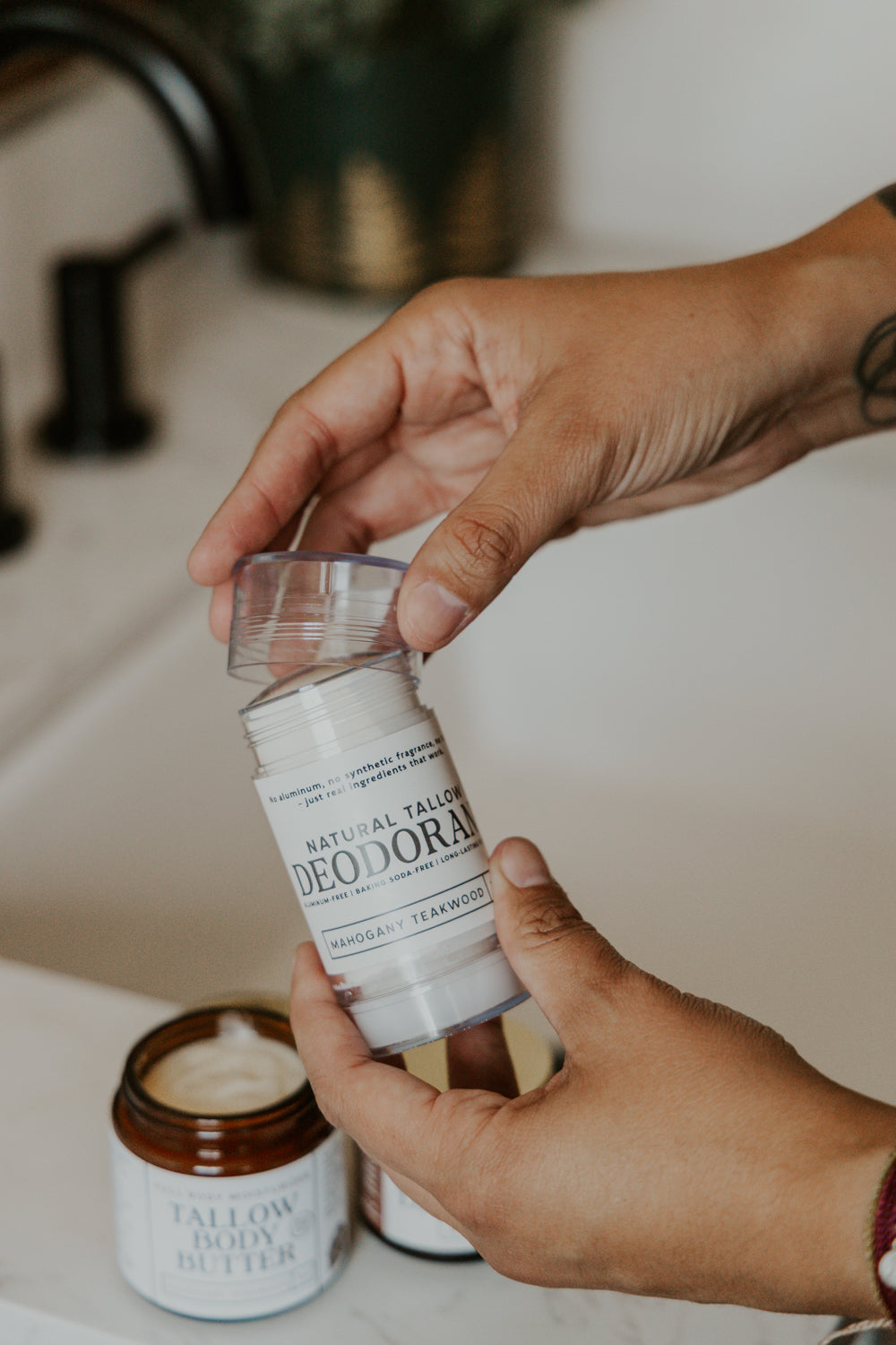 Revive Homestead tallow deodorant stick with natural ingredients, showcasing the eco-friendly packaging and clean design.