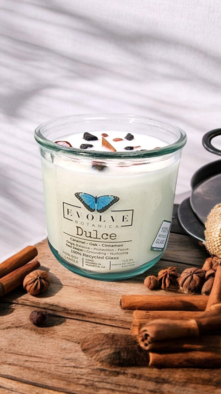 Rocks Candle - Dulce (Wood Wick Red Jasper & Onyx Gemstone Soy Candle)