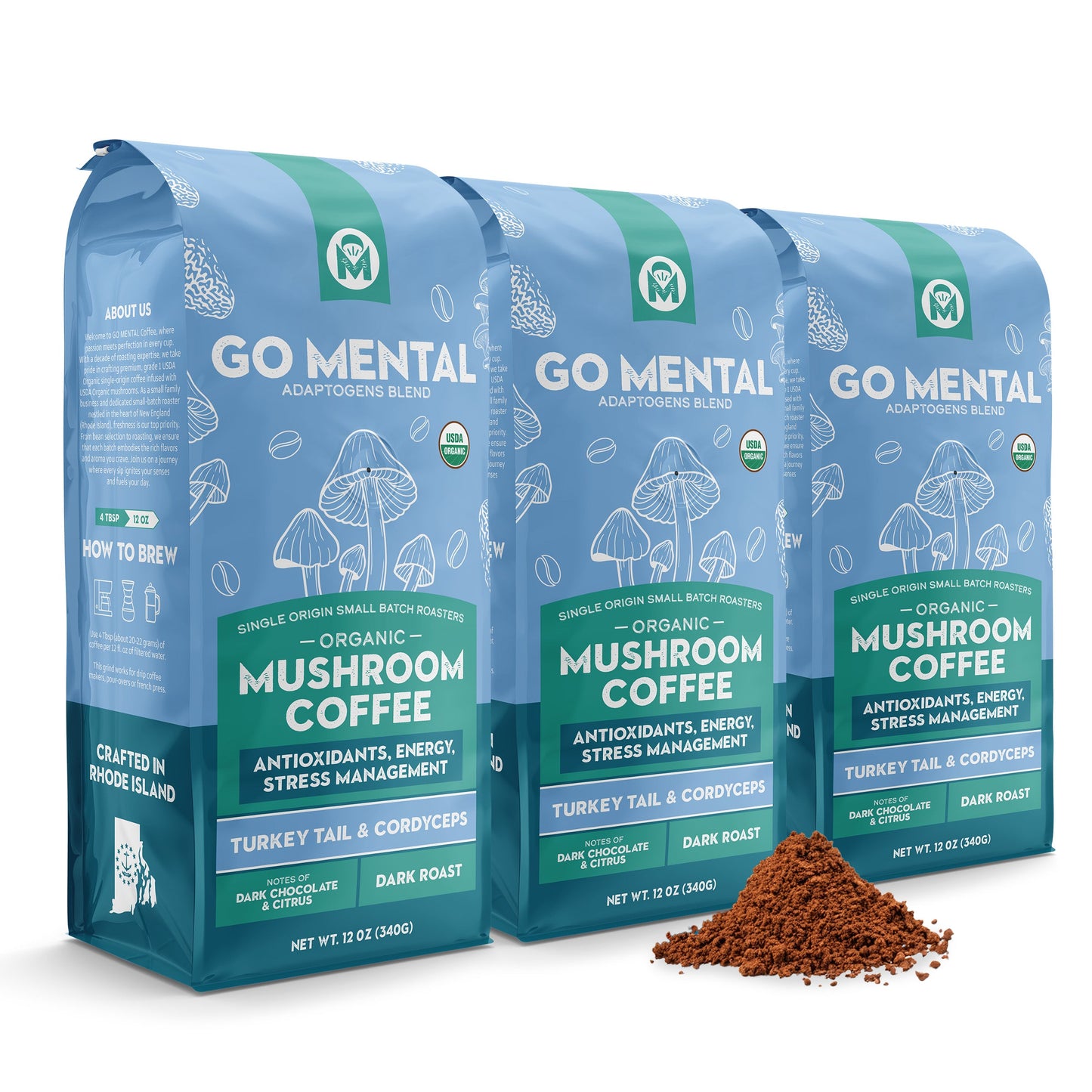 Turkey Tail & Cordyceps Mushroom Coffee Adaptogens Blend - GO MENTAL MUSHROOM COFFEE ~ Blessings Grow Meadows