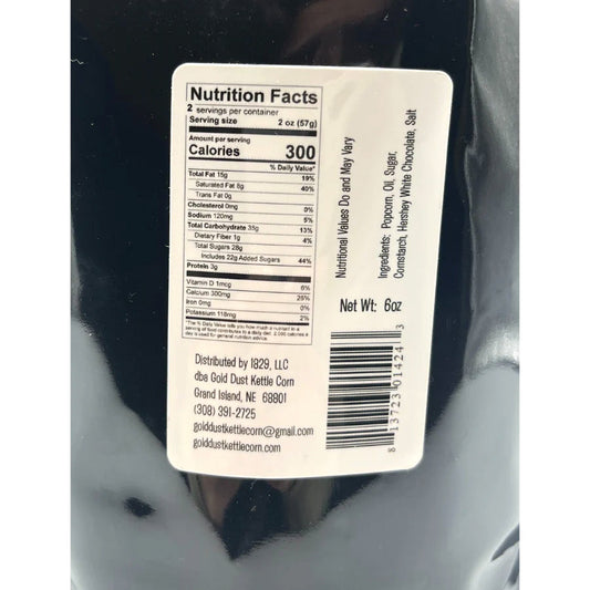 White Chocolate Covered Kettle Corn | 6 oz | Gluten Free & Non-GMO | Gold Dust Kettle Corn - BuyNebraska.com ~ Blessings Grow Meadows