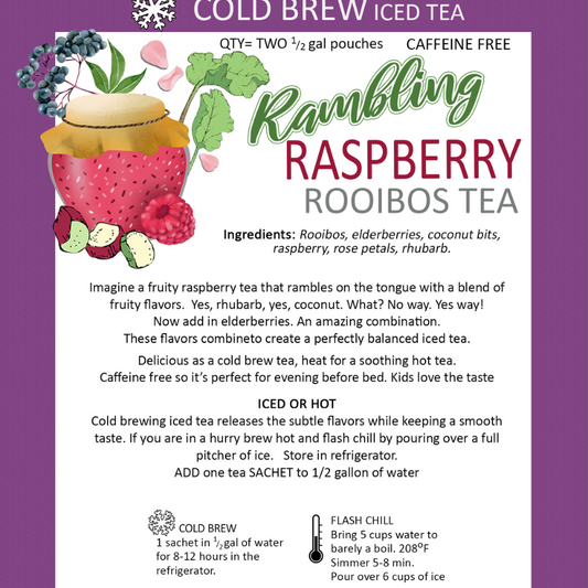 Rambling Raspberry Decaffeinated Tea | Pack of 2 | 2 Half Gallon Bags | Tea n More - BuyNebraska.com ~ Blessings Grow Meadows