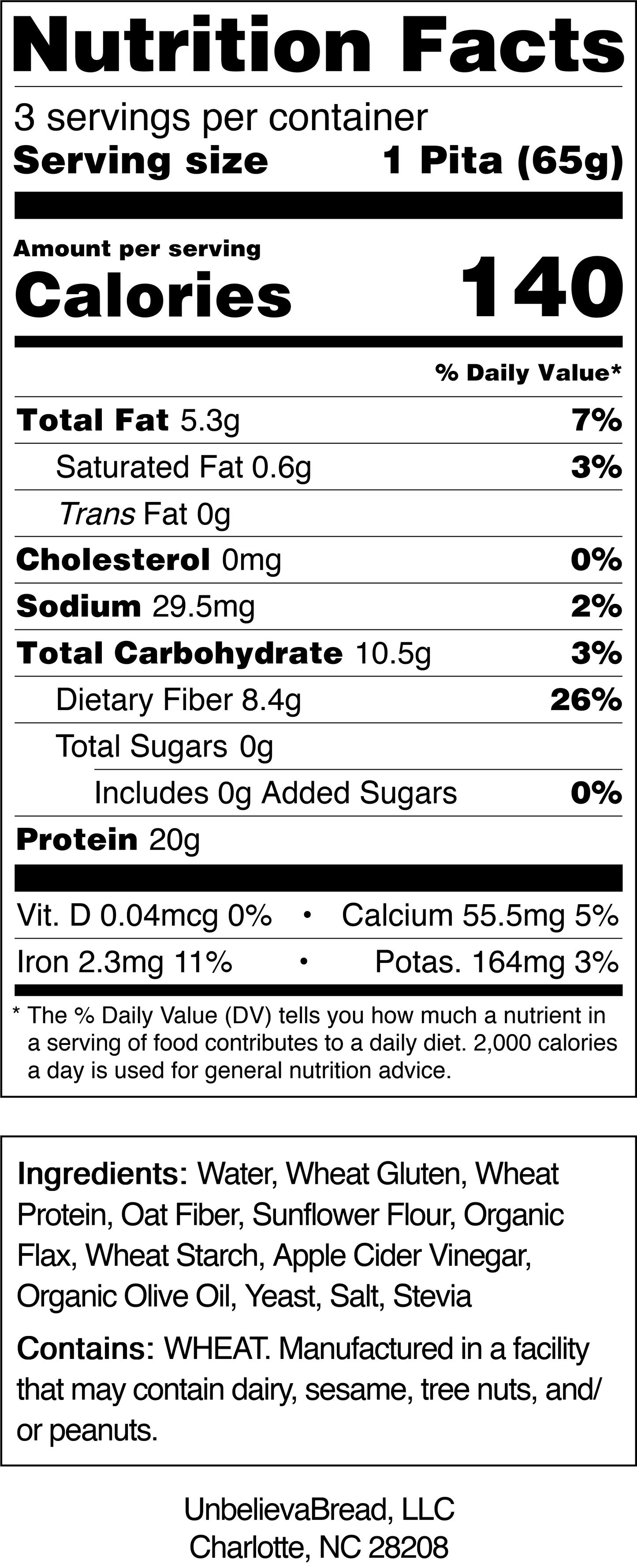 2 Bags of UnbelievaPitas - High Protein, Low-Carb Pitas (6 Breads) - Blessings Grow Meadows
