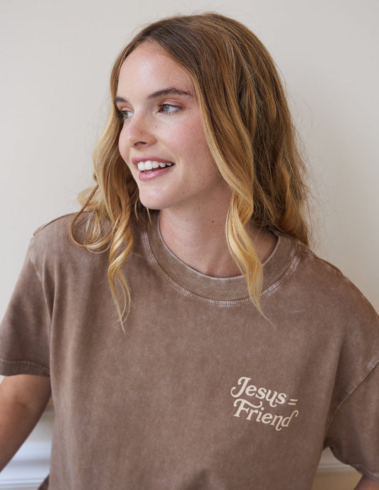What a Friend in Jesus Brown Unisex Tee - Blessings Grow Meadows