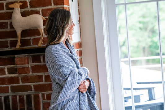 Herringbone Weave Cotton Blanket - American Blossom Linens ~ Blessings Grow Meadows