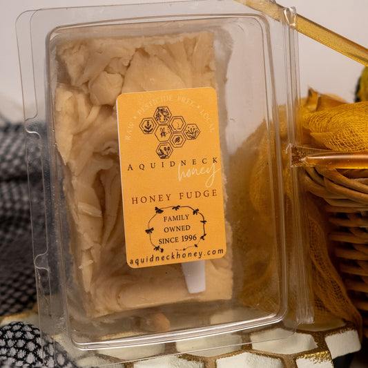 Aquidneck Honey Honey Fudge featuring creamy, golden honey fudge with textured surface and rich, smooth appearance.