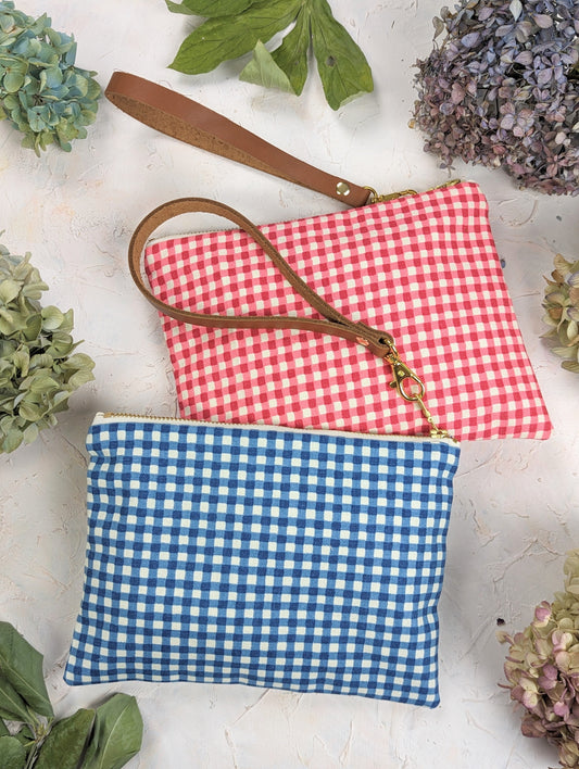 Magenta Ash & Rose Summer Picnic Wristlet Purse with adjustable strap and floral design, perfect for outdoor events.