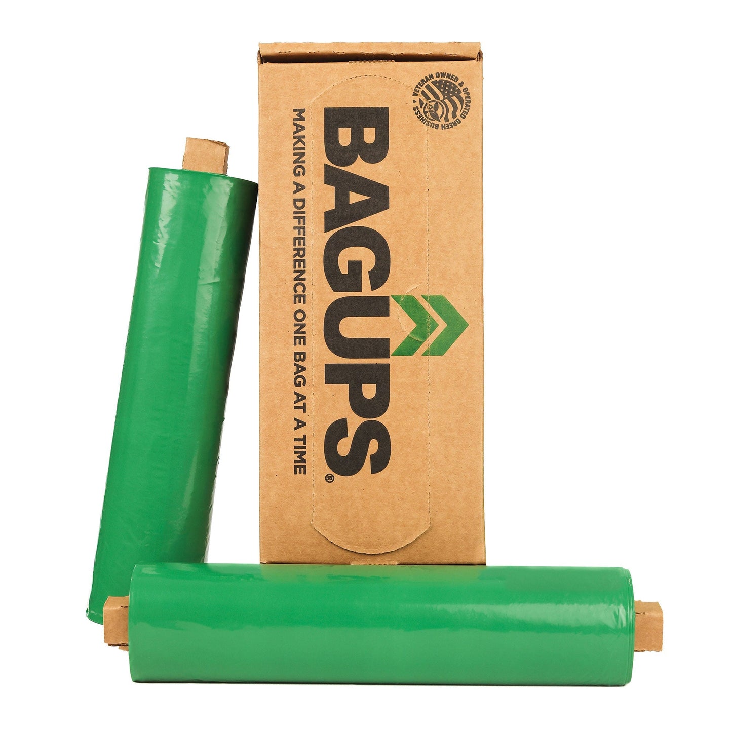 Two 13-gallon BagUps starter pack trash bags in a 2-pack, designed for household waste management.