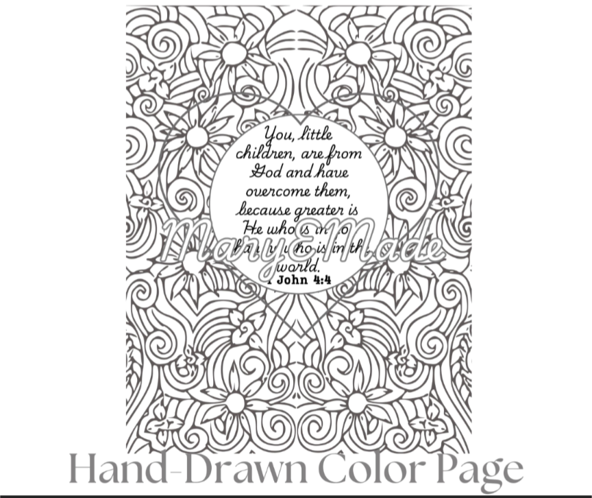 Free downloadable hand-drawn coloring page ebook by MaryEMade from Blessings Grow Meadows, featuring intricate floral and nature illustrations.