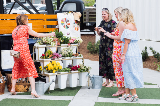 Fresh cut flowers and event setup for Blooms 4 Good Donations and Bloom Bar Fundraisers by Blessings Grow Meadows Merch & More.