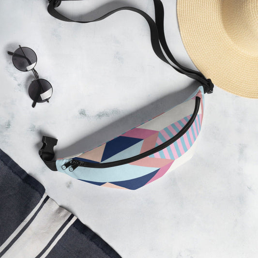 Colorful custom-designed fanny pack by Blessings Grow Meadows with vibrant patterns, ideal for stylish, functional accessories.