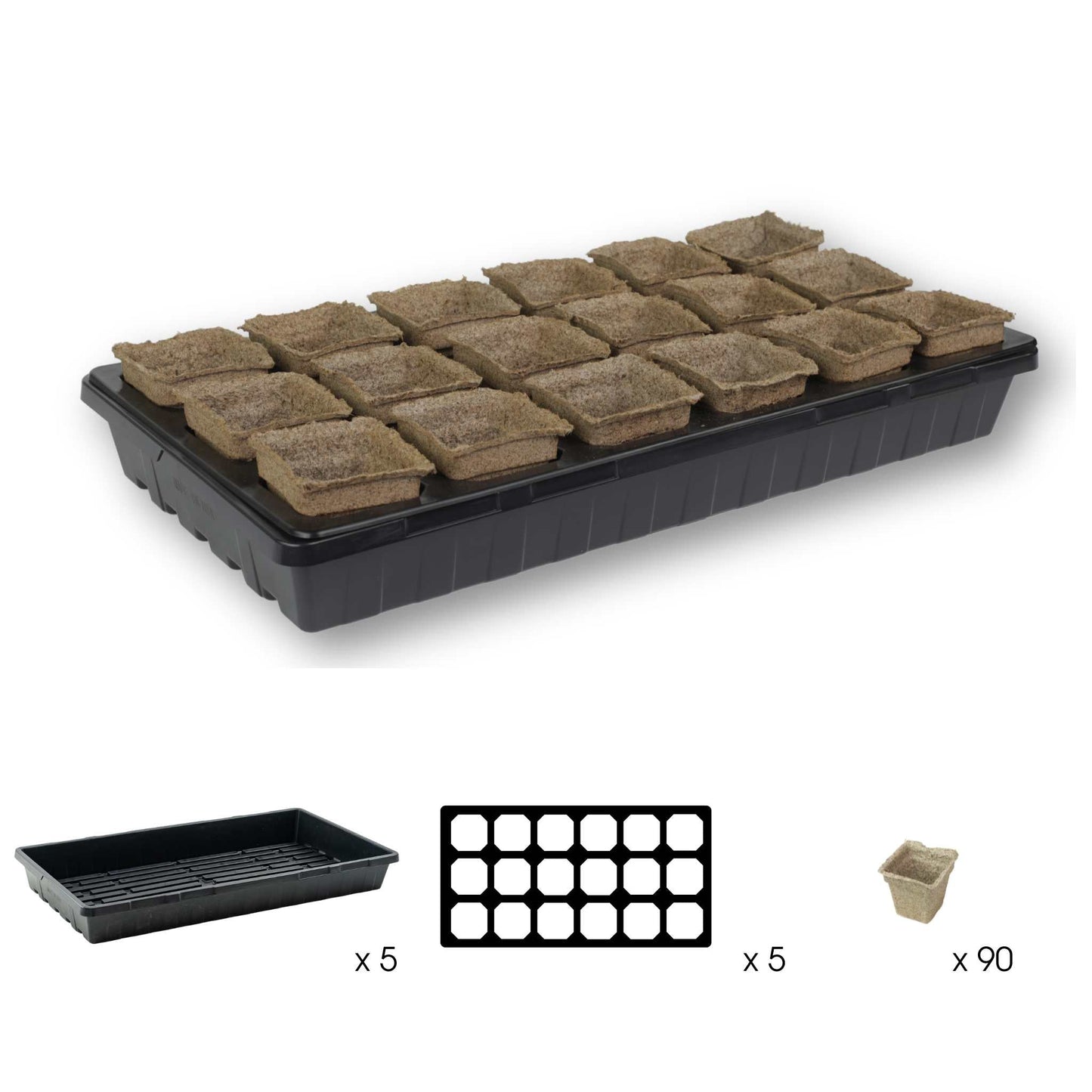 CowPots® Starter Kit from Bootstrap Farmer with biodegradable plant pots and gardening tools for starting seedlings.
