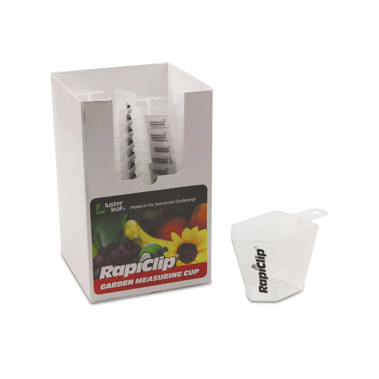 Luster Leaf Lawn and Garden Measuring Cup 804 by Bootstrap Farmer, clear plastic with measurement markings for gardening use
