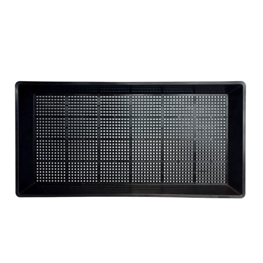 Black Bootstrap Farmer 1020 Mesh Deep Extra Strength Tray, 2.5-inch deep, designed for plant propagation and growing.