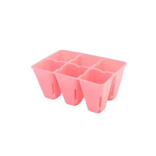 Six black Bootstrap Farmer 6-cell plug tray inserts for seed starting and plant propagation in cell trays.